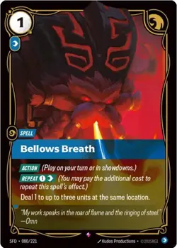 Riftbound League Of Legends Spiritforged Rare Foil Card #080 Bellows Breath - Image 1