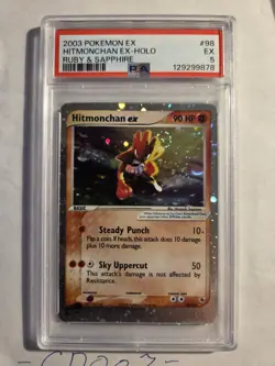 Pokemon TCG Hitmonchan EX Ruby and Sapphire Holo Ultra Rare Card 98/109 PSA 5 - Image 1