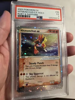 Pokemon TCG Hitmonchan EX Ruby and Sapphire Holo Ultra Rare Card 98/109 PSA 5 - Image 2