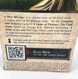Game Of Thrones Card Game A Dire Message Chapter Pack 2014 CCG Games NEW Sealed - Image 2