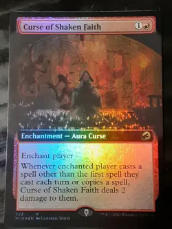 Curse of Shaken Faith Extended Art FOIL , Innistrad MH, LP , MTG , FREE SHIPPING - Image 1