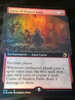 Curse of Shaken Faith Extended Art FOIL , Innistrad MH, LP , MTG , FREE SHIPPING - Image 2