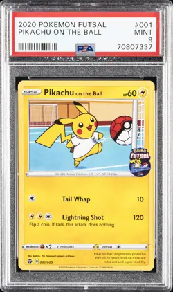 2020 POKEMON FUTSAL #001 PIKACHU ON THE BALL PSA 9 - Image 1