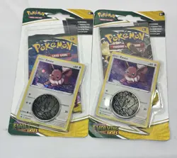 Pokemon Evolving Skies Eevee Promo Coin Blister Lot of 2 Sealed Sword Shield - Image 1