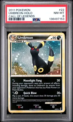 2011 POKEMON CALL OF LEGENDS #22 UMBREON-HOLO PSA 8 - Image 1