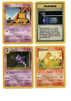 Pokemon Base Set Lot – Charmander 46/102, Haunter 29/102, Abra, Defender – Vinta - Image 1