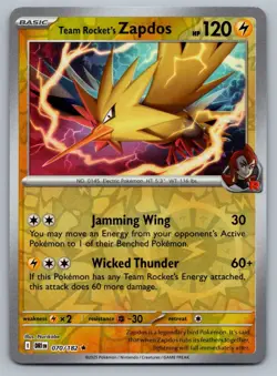 2025 Pokemon Destined Rivals Team Rocket's Zapdos 070/182 Reverse Holo - Image 1
