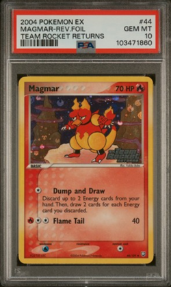 Pokemon Team Rocket Returns MAGMAR #44 REVERSE PSA 10 Gem Mint - Image 1
