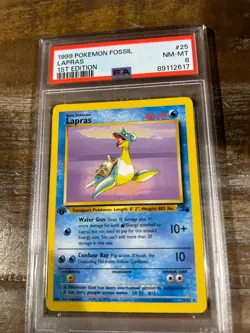 Pokemon 1999 Fossil LAPRAS 1st Edition #25 PSA 8 RARE - Image 1