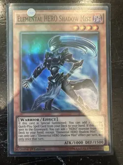 Yugioh Elemental HERO Shadow Mist SDHS-EN001 1st Edition Super Rare NM - Image 1