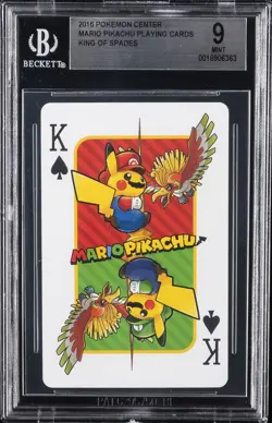 2016 POKEMON PLAYING CARDS MARIO PIKACHU KING OF SPADES BGS 9 - Image 1