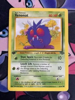 Pokemon TCG Venonat Jungle 63/64 Regular 1st Edition Common Card NM - Image 1