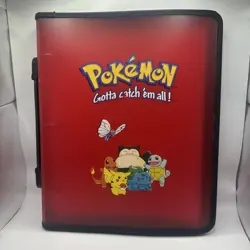 Vintage Pokemon 3-Ring Card Binder Pink Translucent With Zipper and Handle - Image 1