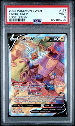 PSA 9 Mint - Rotom V 177/196 Alternate Alt Art SWSH Lost Origin Pokemon #177 - Image 1