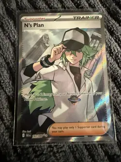 Pokemon N's Plan Ultra Rare Full Art Trainer Holo Card 163/086 Sv: Black Bolt - Image 1