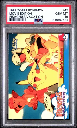 1999 TOPPS POKEMON THE MOVIE EDT PIKACHU'S VACATION #42 MOVIE EDITION PSA 10 - Image 1