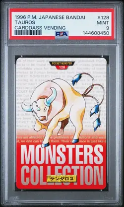 PSA 9 2026 CERT TAUROS 1996 POKEMON JAPANESE BANDAI CARDDASS VENDING #128 - Image 1