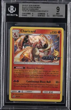 2016-21 POKEMON BLACK STAR PROMO TEAM UP PRELEASE STAFF CHARIZARD BGS 9 - Image 1