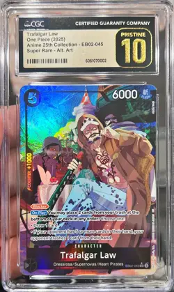One Piece English Trafalgar Law EB02-045 Alt Art SR CGC 10 Black Pristine - Image 1