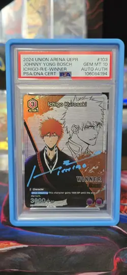 Union Arena Ichigo Kurosaki Winner RE PSA GMT 10 Signed Johnny Yong Bosch - Image 1