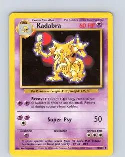 Pokemon TCG Kadabra Base Set 32/102 Unlimited Uncommon Card WOTC Played HP - Image 1