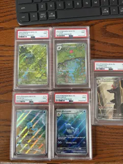 Pokemon SV 151 EN PSA 9 & 7 SIR Complete Starter & Evolutions 5 Card Set - Image 1