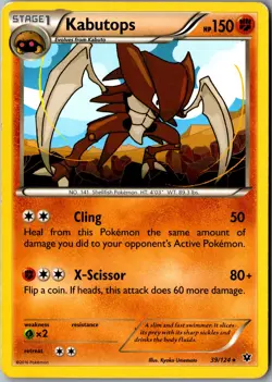 Kabutops 39/124 Rare XY - Fates Collide LP Pokemon Card - Image 1