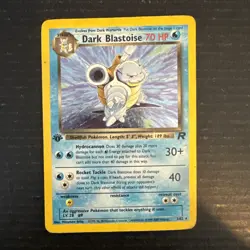 Pokemon TCG Dark Blastoise Holo Rare Card 3/82 Gigantic SWIRL - Image 1