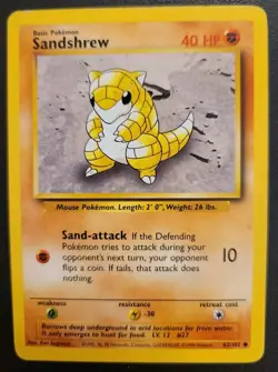 SANDSHREW - 62/102 - Base Set - Unlimited- Pokemon Card - Image 1