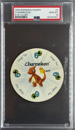 1999 Pokemon Rummy Charmeleon 6 of Clubs #5 PSA 10 POP 13 - Image 1