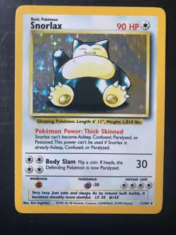 Snorlax : 11/64 Holo NO SYMBOL ERROR Jungle Pokemon Card FREE SHIP - Image 1
