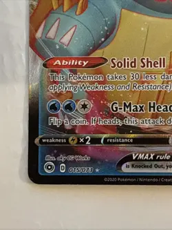 Pokemon TCG Drednaw VMAX Holo Ultra Rare Card Champions Path 015/073 - Image 5