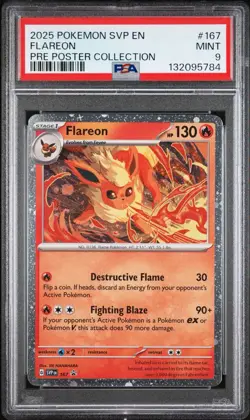 FLAREON #167 BLACK STAR PROMO COSMOS HOLO 2025 POKEMON SVP EN PRISMATIC PSA 9 - Image 1