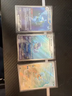 Pokemon S&V 151 Squirtle 170, Wartortle 171, and Blastoise 200 IR/SIR ENG Set NM - Image 1
