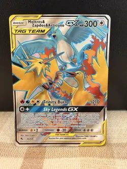 Moltres & Zapdos & Articuno GX (Full Art) 66/68 Hidden Fates Holo Pokemon - Image 1