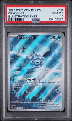 PSA 10 CRYOGONAL #111 ILLUSTRATION RARE 2025 POKEMON BLK BLACK BOLT VERY LOW POP - Image 1