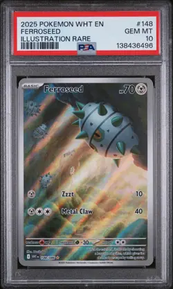 PSA 10 FERROSEED #148 ILLUSTRATION RARE 2025 POKEMON WHITE FLARE LOW POP - Image 1