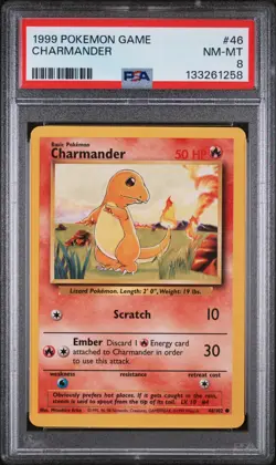 1999 POKEMON BASE SET UNLIMITED #46 CHARMANDER PSA 8 - Image 3