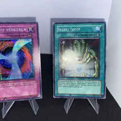 Yugioh Salamandra, Angriff Vereiteln & Sebeks Segen Secret Rare Playset Played - Image 5