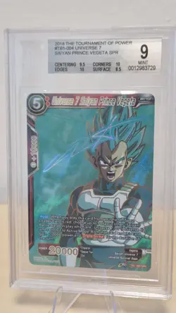 Dragonball Super Card Universe 7 Saiyan Prince Vegeta TB1-004 SPR SIG 2018 BGS 9 - Image 1
