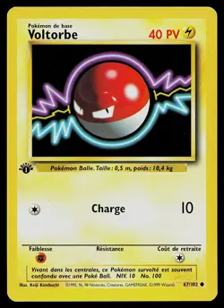Pokemon Card - Voltorb FRENCH Base Set 67/102 Common 1st Edition - Image 1