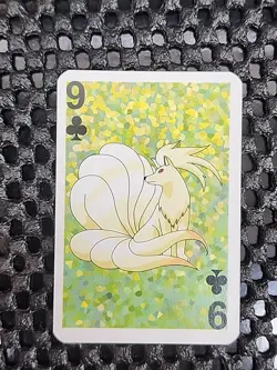Ninetales Pokemon 1999 Mini Deck Playing Cards 2.5x1.75in Nine Of Clubs Green - Image 1