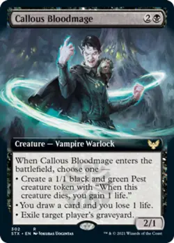1 x Callous Bloodmage - Extended Art - Strixhaven: School of Mages - NM-Mint - M - Image 1