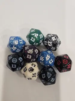 Lot of 9 Magic the Gathering 20 Sided Dice D20 Spindown Life Counter - Image 1