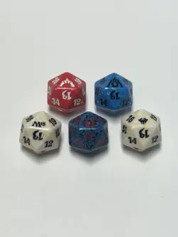 Lot 5 MTG Magic Gathering Spindown Life Counter D20 Multi-Color Dice Variety Set - Image 1