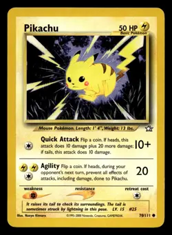 Pikachu 70/111 Common Neo Genesis WOTC Pokemon LP - Image 1