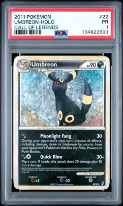 2011 POKEMON CALL OF LEGENDS #22 UMBREON-HOLO PSA 1 - Image 1