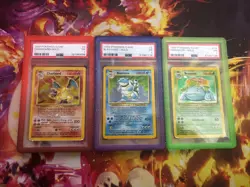 Pokemon Base Set 1999 Holo Charizard, Holo Blastoise, Holo Venusaur PSA 1 Trio! - Image 1
