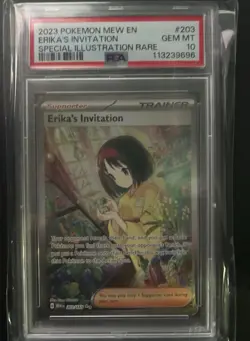2023 POKEMON MEW EN-151 SPECIAL ILLUSTRATION RARE #203 ERIKA'S INVITATION PSA 10 - Image 3