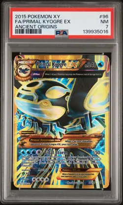 2015 POKEMON XY ANCIENT ORIGINS #96 FULL ART/PRIMAL KYOGRE EX PSA 7 - Image 1